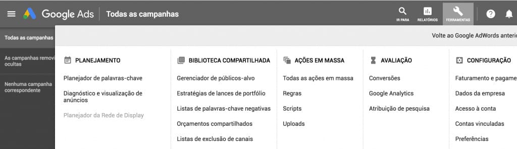 Orçamento no Google Ads: entrando na ferramenta