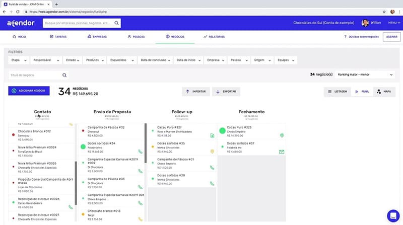 CRM de vendas: Agendor